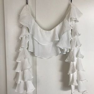 White Ruffle Crop Top